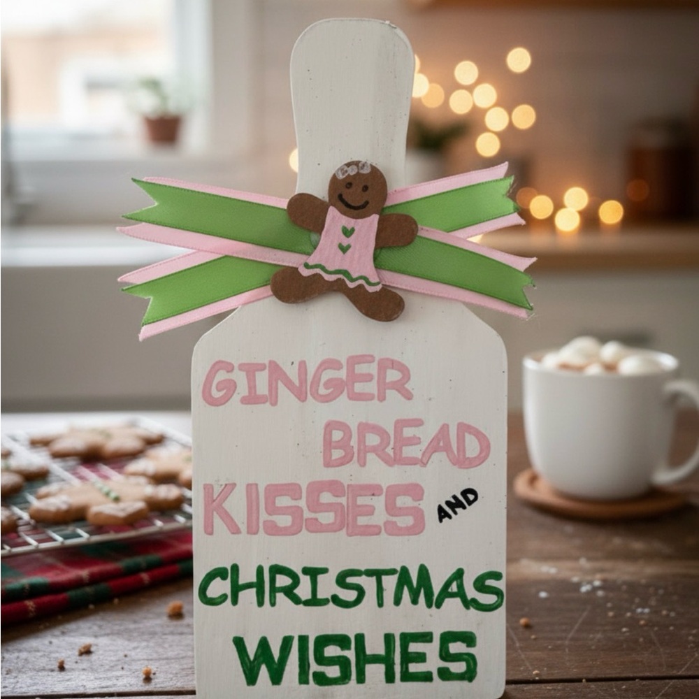 Gingerbread Kisses and Christmas Wishes Pink & Green Decor